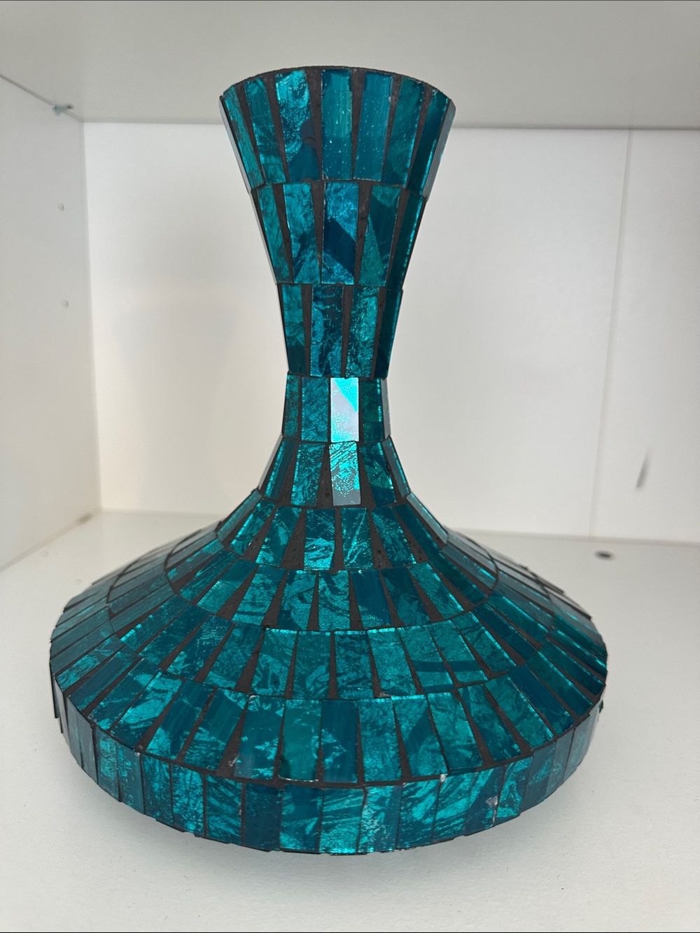 Teal Mosaic Glass Decorative Vase - Home Accents